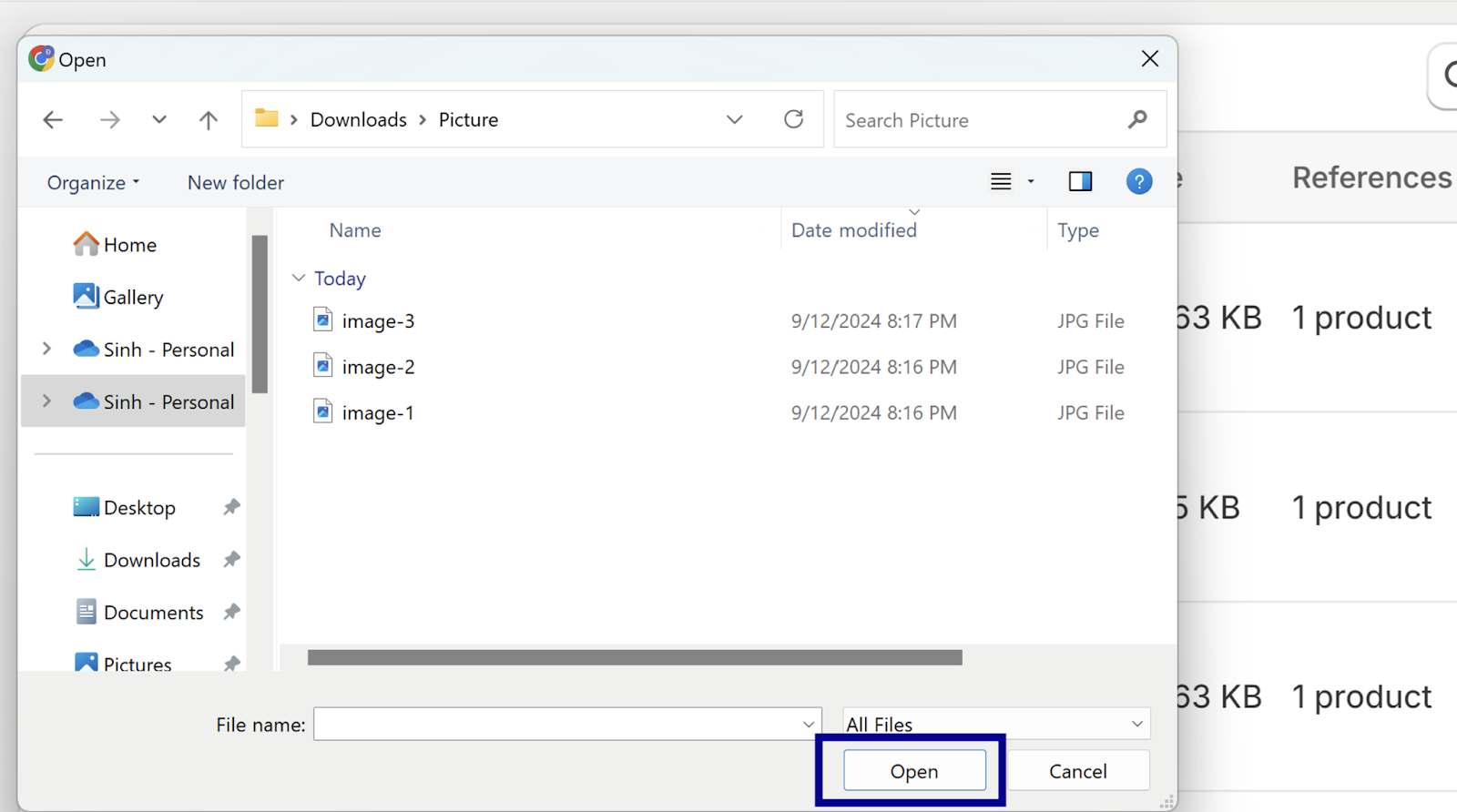 upload a file on files page Shopify